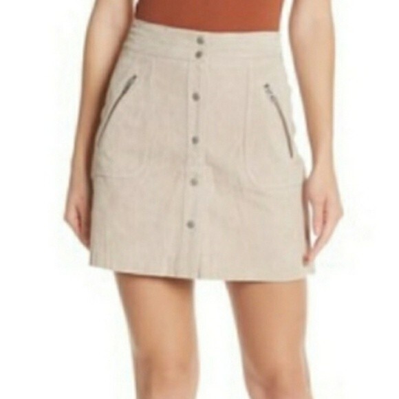 Blank NYC Suede Leather Mini Skirt Fawn 25 - Picture 2 of 2